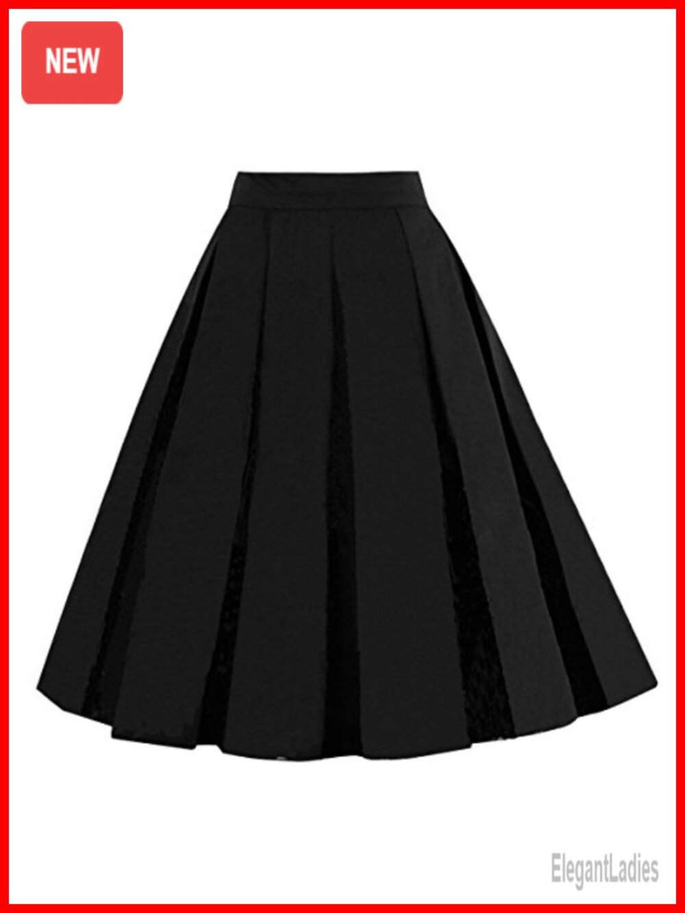 Pleated A-Line Midi Skirt High Waist Vintage Swing Skirt with Pockets